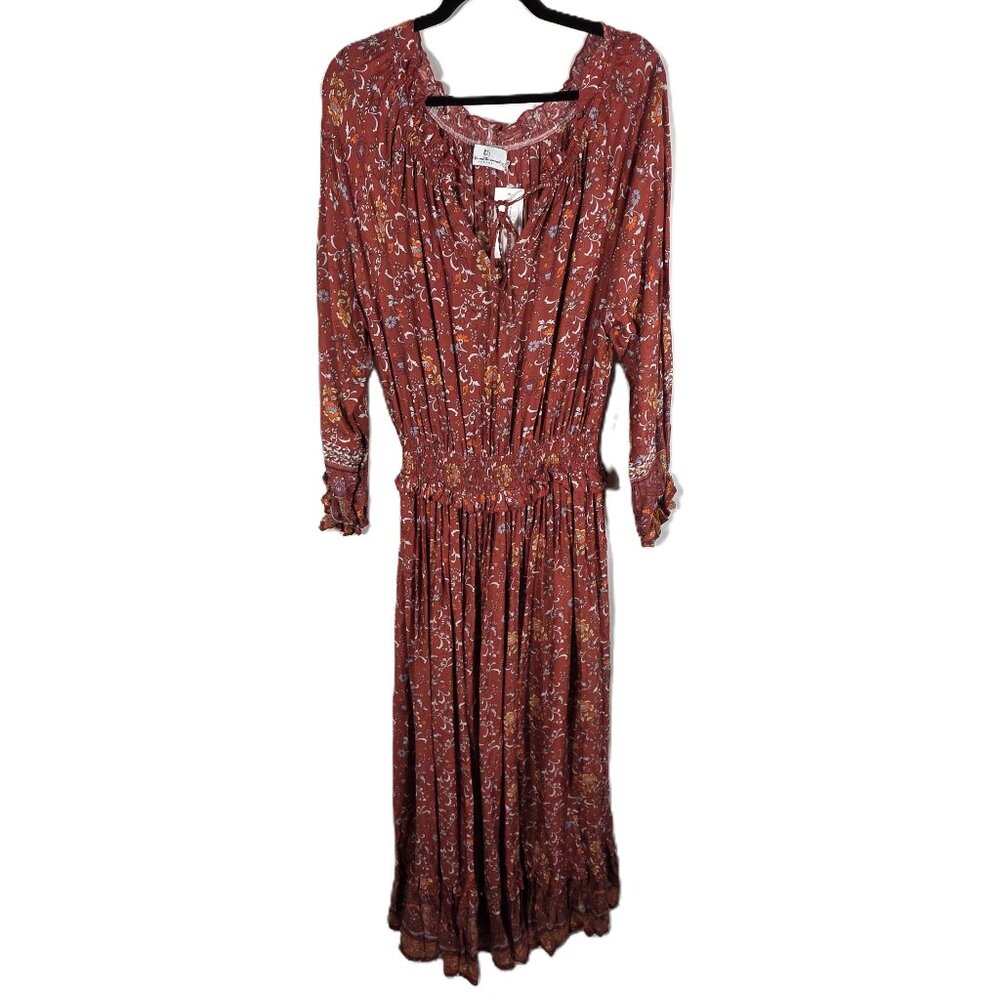 The Fox & The Mermaid Red Floral Tiered Maxi Dress Women's Size L/XL